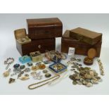 A collection of costume jewellery including earrings, agate pendant, Art Deco brooch, dagger brooch,