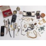 A collection of costume jewellery and watches