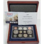 Royal Mint 2005 Executive Proof coin set comprising 12 coins including two five pound, two pound and