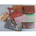 Collection of handbags / purses including a Chinese embroidered example.