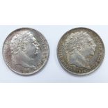 Two 1816 George III sixpences, both EF