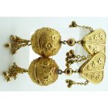 A pair of c1890 yellow metal Indian earrings, with original receipt