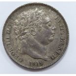 1819 George III "bull head" sixpence, EF, with toning
