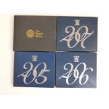 Royal Mint UK proof coin sets comprising 2005-2008 inclusive, with booklets