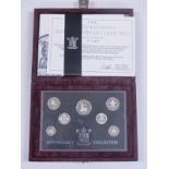 Royal Mint 1996 Silver Anniversary Collection silver proof coin set comprising seven coins from