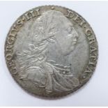 1787 George III shilling with semee of hearts, VF+