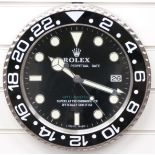 Rolex Oyster Perpetual GMT Master ll dealer's shop display advertising wall clock with black face