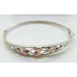 Clogau silver bangle with Welsh gold detail, in original box