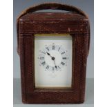 Late 19th / early 20thC brass carriage clock by Howell and James, London, in corniche style case,