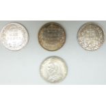 Four Victorian Jubilee head sixpences 1887, 1889, 1890 and 1891 VF-EF