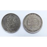 George IV 1825 sixpence, first bust, second reverse VF, together with a similar example