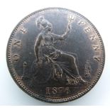 1876 Victorian later young bust bronze penny, Heaton Mint, OT TB, near unc, some lustre