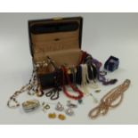 A collection of costume jewellery, necklaces to include agate, amber, amethyst and lapis lazuli,