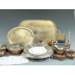 Quantity of silver plate to include galleried tray,  Viners teaware, scales etc