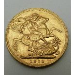 George V 1912 gold full sovereign
