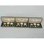 Franklin Mint Republic of Trinidad and Tobago cased eight coin proof sets for 1977, 1978 and 1979,