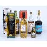 Six bottles of alcohol comprising Bols cherry brandy 100cl 24% vol,  Pruneaux Armagnac 50cl, 18%