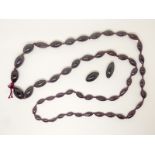 A beaded garnet necklace