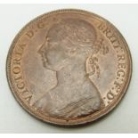 1890 later young head Victorian penny, unc with lustre