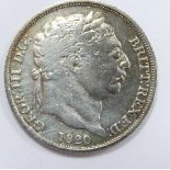 George III "bull head" sixpence 1820, error inverted 1 in date, GF