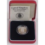 1988 cased silver proof Piedfort £1 coin