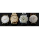 Four gentleman's wristwatches comprising Cyma Cymaflex ref. 1070 with inset subsidiary seconds dial,