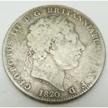 1820 George III crown, LX edge, F