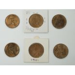 1896-1901 run of veiled head Victorian pennies, all near unc with almost full lustre, 6 coins