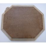 Robert 'Mouseman' Thompson octagonal oak bread board with bevelled edge and signature carved