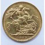 1893 gold full sovereign, cased with London Mint Office certificate