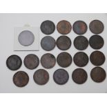 A collection of twenty 1880s young head Victorian bronze pennies, mostly VF or better, includes some