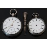 Two hallmarked silver pocket watches, one D.Kiddie of Glasgow, the other Thomas Russell and Sons