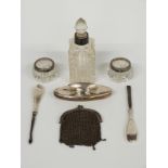 Hallmarked silver, white metal and plated items including two hallmarked silver pin trays, four