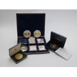 Eight 'oversize' and supersize commemorative coins, some with gold plating etc., some cased with