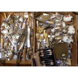 A quantity of silver plated items including King's pattern cutlery, carving knives, knife rests,