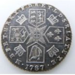 1787 George III sixpence, no semee of hearts reverse, EF with edge toning