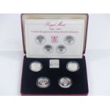Royal Mint deluxe cased UK £1, four coin silver proof set 1984-87