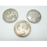 1845 young head Victorian wreath crown, an 1899 veiled head and a Jubilee double florin