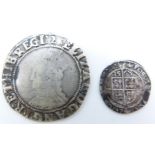 Elizabeth shilling, F together with a threepence dated 1568, VF+, good portrait