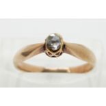 Victorian gold ring set with a rose cut diamond of approximately 0.15ct, size L