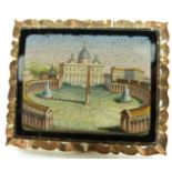 An early 19thC micro mosaic of St Peter's Basilica, Vatican City, Rome, 5 x 4cm