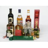 A collection of alcohol including a Pimm's 70 cl 25% vol, Cinzano 75cl 14.7% vol, Black Tower