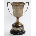 Edward VIII hallmarked silver twin handled trophy cup, Birmingham 1936 maker's mark rubbed, height