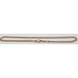 A 9ct rose gold watch chain with two clips, 28.8g