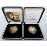Two silver proof Piedfort £2 coins including 1998 Standing on the Shoulders of Giants and a 2007