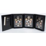 Three Royal Mint 2012 Diamond Jubilee proof coin sets comprising nine coins from five pounds to