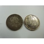 George III 1819 LIX crown together with a George IV 1821 SECUNDO example, both F