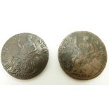 1694 William and Mary halfpenny GF-VF obverse, reverse F, together with a 1696 William III