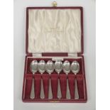 Cased set of six hallmarked silver teaspoons, weight 78g