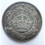 George V 1927 proof wreath crown, toned, unc